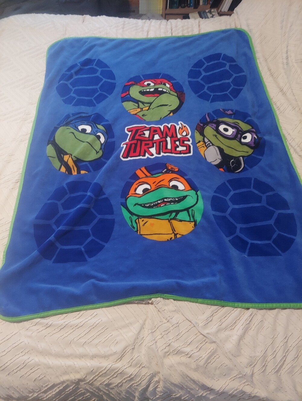 TMNT Mutant Mayhem Fleece Throw Blanket Team Turtles Blue Green Plush Nickelodeo